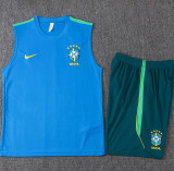 2026-27 Brazil Lake blue Tank top and shorts suit #D26030