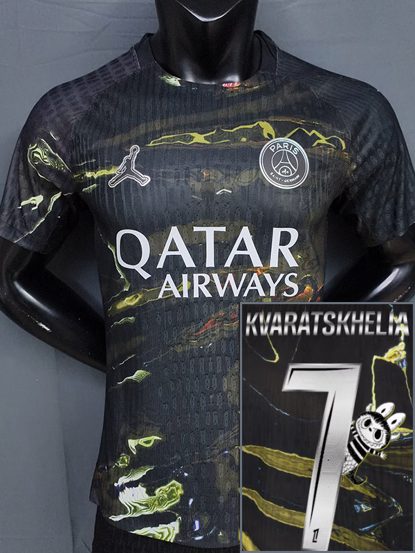 2025-26 PSG Jordan Night Edition Kvaratskhelia # 7 Labubu Print Player Version Soccer jersey