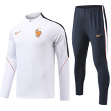 2026-27 France White Half Pull Tracksuit (半拉链)