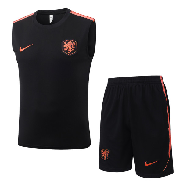 2026-27 Netherlands Black Tank top and shorts suit #D26038