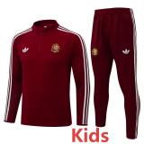2026-27 Spain Brown Red Kids Half Pull Tracksuit #E26049(童装)(半拉链)
