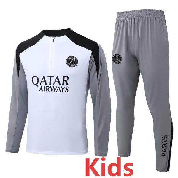 2026-27 PSG Jordan White Gray Kids Half Pull Tracksuit #E26044(童装)(半拉链)