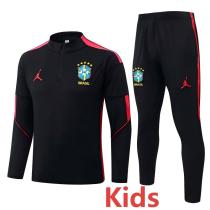 2026-27 Brazil Jordan Black Kids Half Pull Tracksuit #E26046(童装)(半拉链)