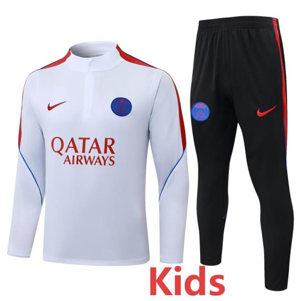 2026-27 PSG White Red Kids Half Pull Tracksuit #E26073(童装)(半拉链)