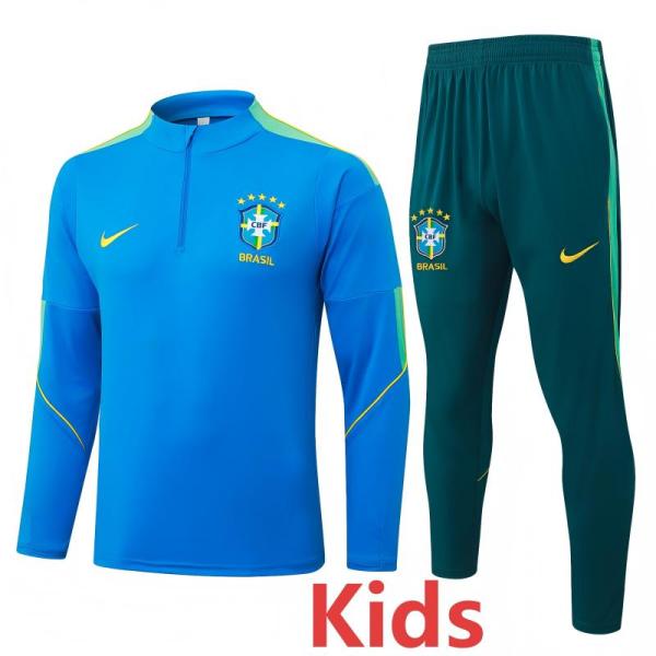2026-27 Brazil Lake blue Kids Half Pull Tracksuit #E26057(童装)(半拉链)
