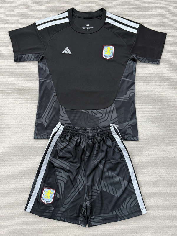 2026-27 Aston Villa Black Goalkeeper Kids Soccer Jersey