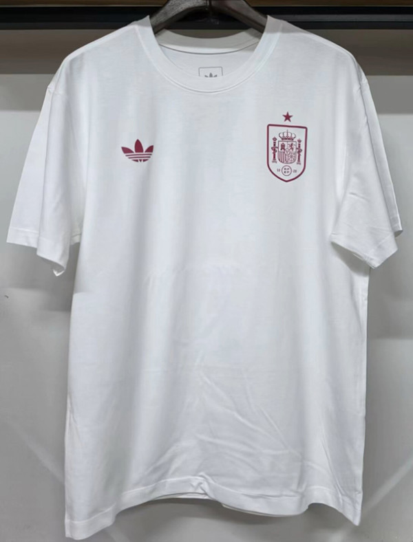 2026-27 Spain White High Quality Casual T-Shirt (三叶草)