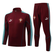 2026-27 Portugal Brown Red Half Pull Tracksuit #B26073(半拉链)