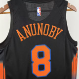 2025-26 Knicks ANUNOBY #8 Black Top Quality Hot Pressing NBA Jersey (Trapeze Edition) 飞人版