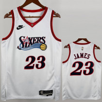 2025-26 76ERS JAMES #23 White Retro Top Quality Hot Pressing NBA Jersey (V领)