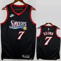 2025-26 76ERS BROWN #7 Black Top Quality Hot Pressing NBA Jersey (V领)