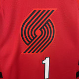 2022-23 Trail Blazers MORANT #1 Red Top Quality Hot Pressing NBA Jersey (Trapeze Edition)飞人版