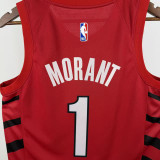 2022-23 Trail Blazers MORANT #1 Red Top Quality Hot Pressing NBA Jersey (Trapeze Edition)飞人版
