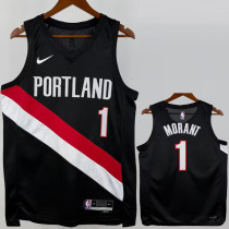 2025-26 Trail Blazers MORANT #1 Black Top Quality Hot Pressing NBA Jersey (V领)