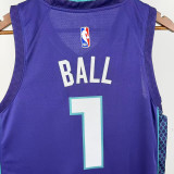 2022-23 Hornets BALL #1 Purple Top Quality Hot Pressing NBA Jersey (Trapeze Edition) 飞人版