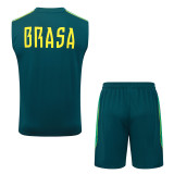 2026-27 Brazil Dark green Tank top and shorts suit #D26083