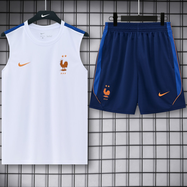 2026-27 France White Tank top and shorts suit