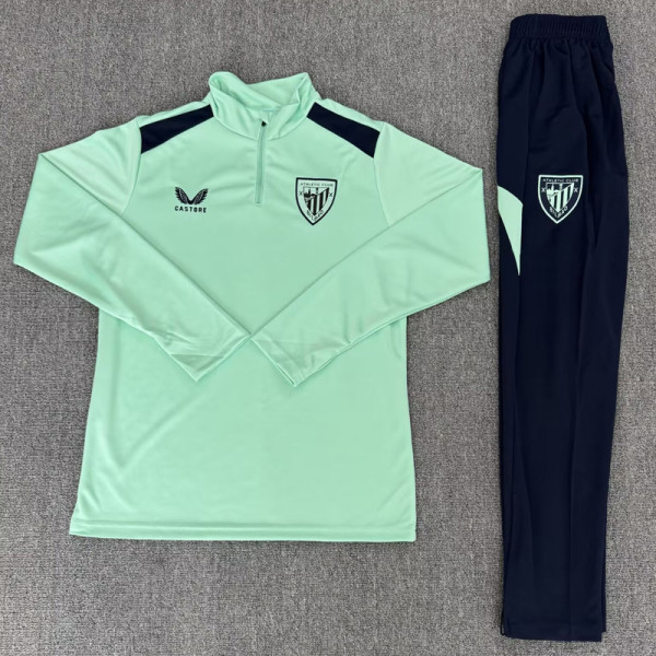 2026-27 Bilbao Light green Half Pull Tracksuit (Pants Have Pocket)(半拉链)