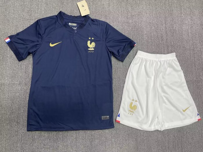 France Nation team 2022/2023 home full set kit (Adult and Kids)  Mbappe