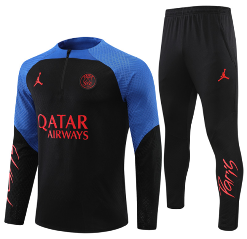 Paris Saint-Germain PSG 2022/2023 1/4 zipper JD tracksuit black&blue