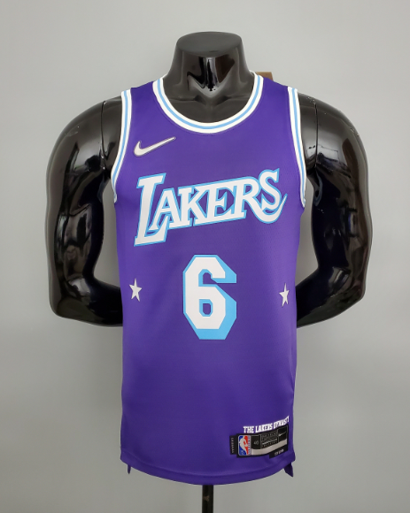 Lakers NBA City version jersey shirt pruple James 6
