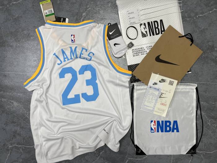 Lakers NBA Shirt Retro White James 23