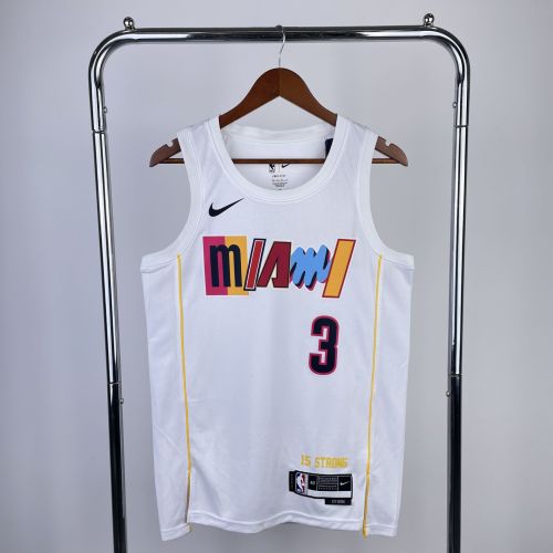 Miami Heat NBA Shirt 2023 season City Version White WADE 3
