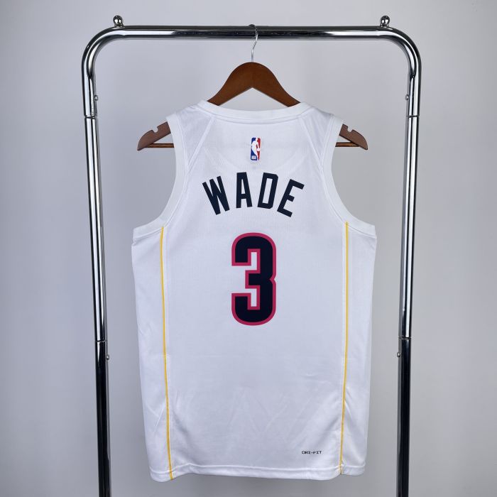 Miami Heat NBA Shirt 2023 season City Version White WADE 3
