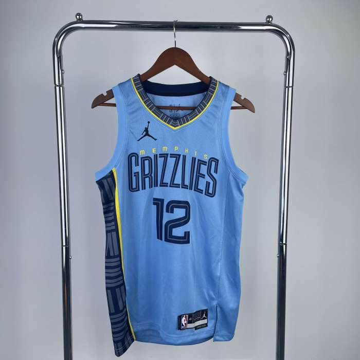 Memphis Grizzlies NBA Shirt 2023 Season Blue MORANT 12