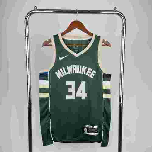 Milwaukee Bucks NBA shirt 2023 Season Away Green ANTETOKOUNMPO 34