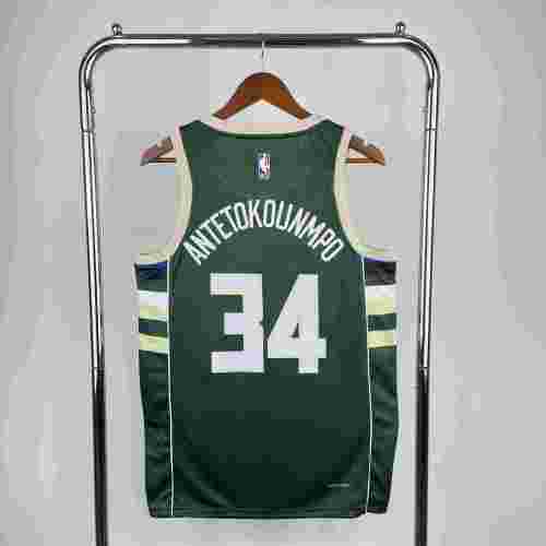 Milwaukee Bucks NBA shirt 2023 Season Away Green ANTETOKOUNMPO 34