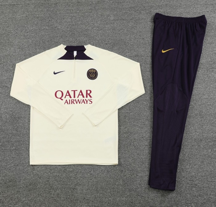 PSG Paris Saint-Germain 2023/2024 1/4 zipper NK tracksuit light yellow