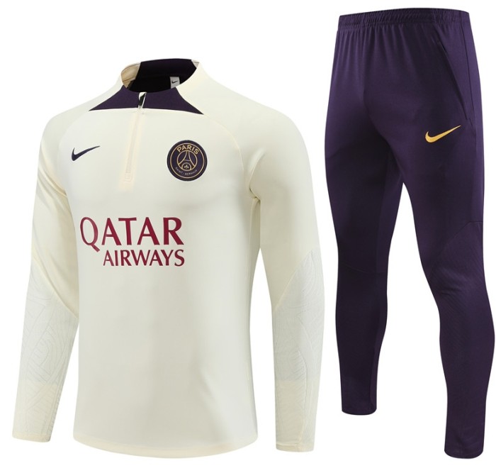 PSG Paris Saint-Germain 2023/2024 1/4 zipper NK tracksuit light yellow