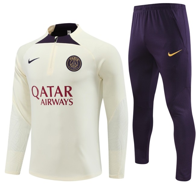 PSG Paris Saint-Germain 2023/2024 1/4 zipper NK tracksuit light yellow