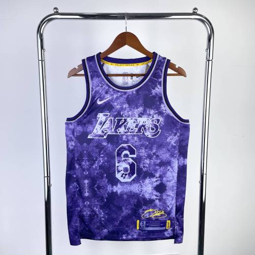 Lakers NBA Shirt 2023 Season Honorary edition Purple James 6