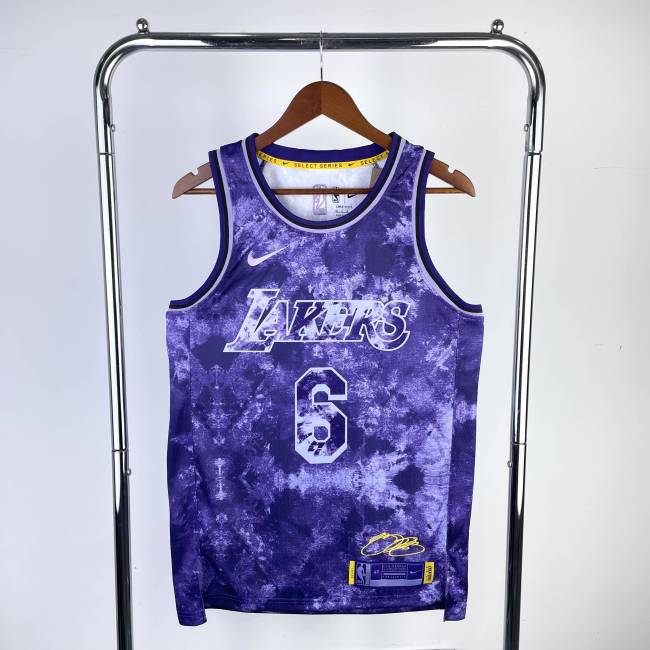 Lakers NBA Shirt 2023 Season Honorary edition Purple James 6
