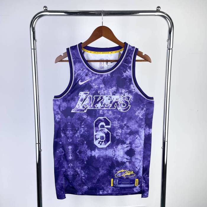 Lakers NBA Shirt 2023 Season Honorary edition Purple James 6