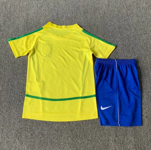 Brazil 2002 home retro kids kit (top+shorts)