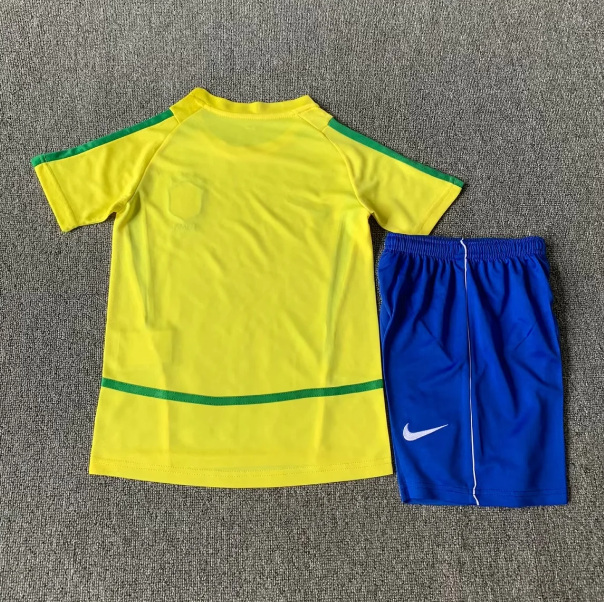 Brazil 2002 home retro kids kit (top+shorts)