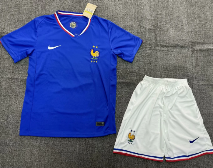 France Nation team 2024 home full set kit (Adult and Kids)  Mbappe