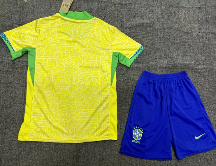 Brazil Nation team 2024 home full set kit (Adult and Kids) Neymar JR.