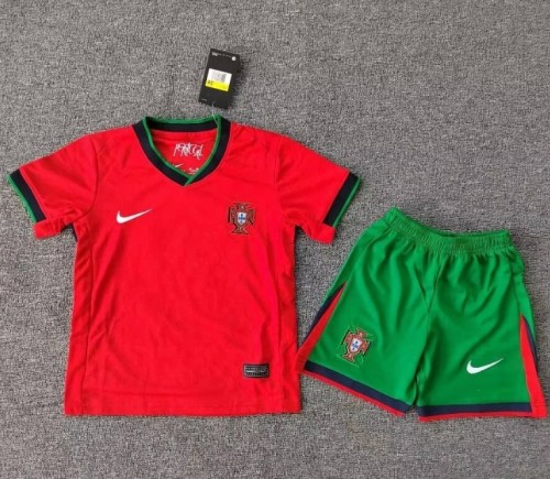 Portugal Nation team 2024 home full set kit (Adult and Kids) Ronaldo