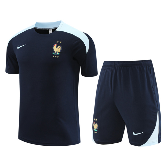 France 2024 short sleeve and shorts tracksuit royal blue