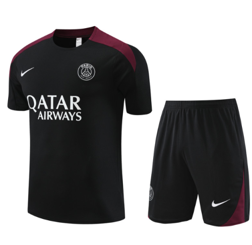 Paris Saint-Germain PSG 2024/2025 short sleeve and shorts tracksuit black NK