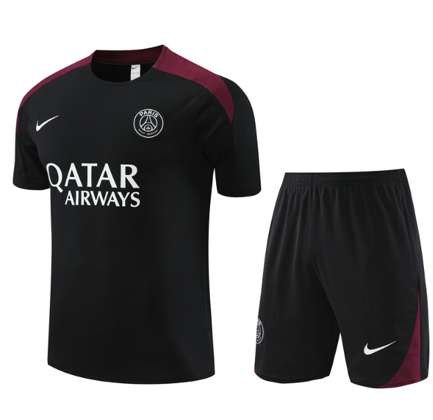 Paris Saint-Germain PSG 2024/2025 short sleeve and shorts tracksuit black NK