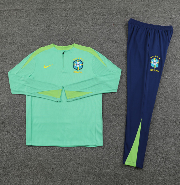 Brazil 2024 1/4 zipper tracksuit light green