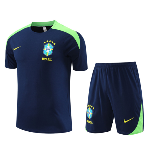 Brazil 2024 short sleeve and shorts tracksuit royal blue
