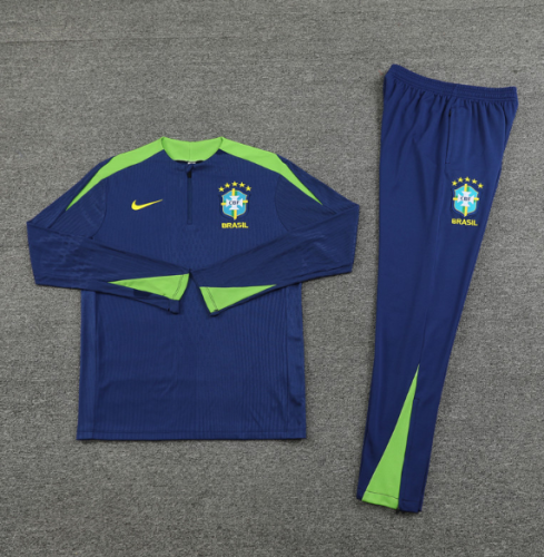 Brazil 2024 1/4 zipper tracksuit royal blue