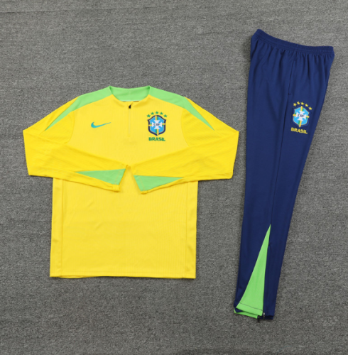 Brazil 2024 1/4 zipper tracksuit yellow