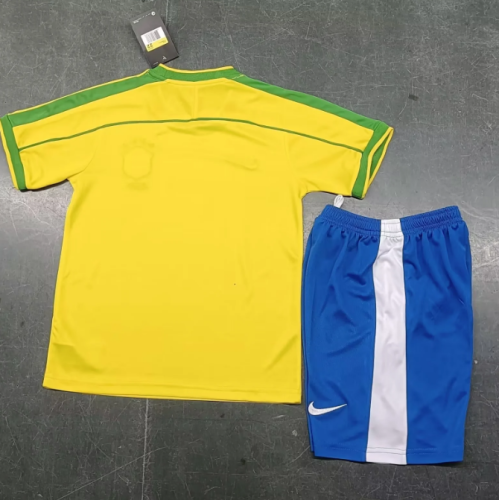Brazil 1998 home retro kids kit (top+shorts)